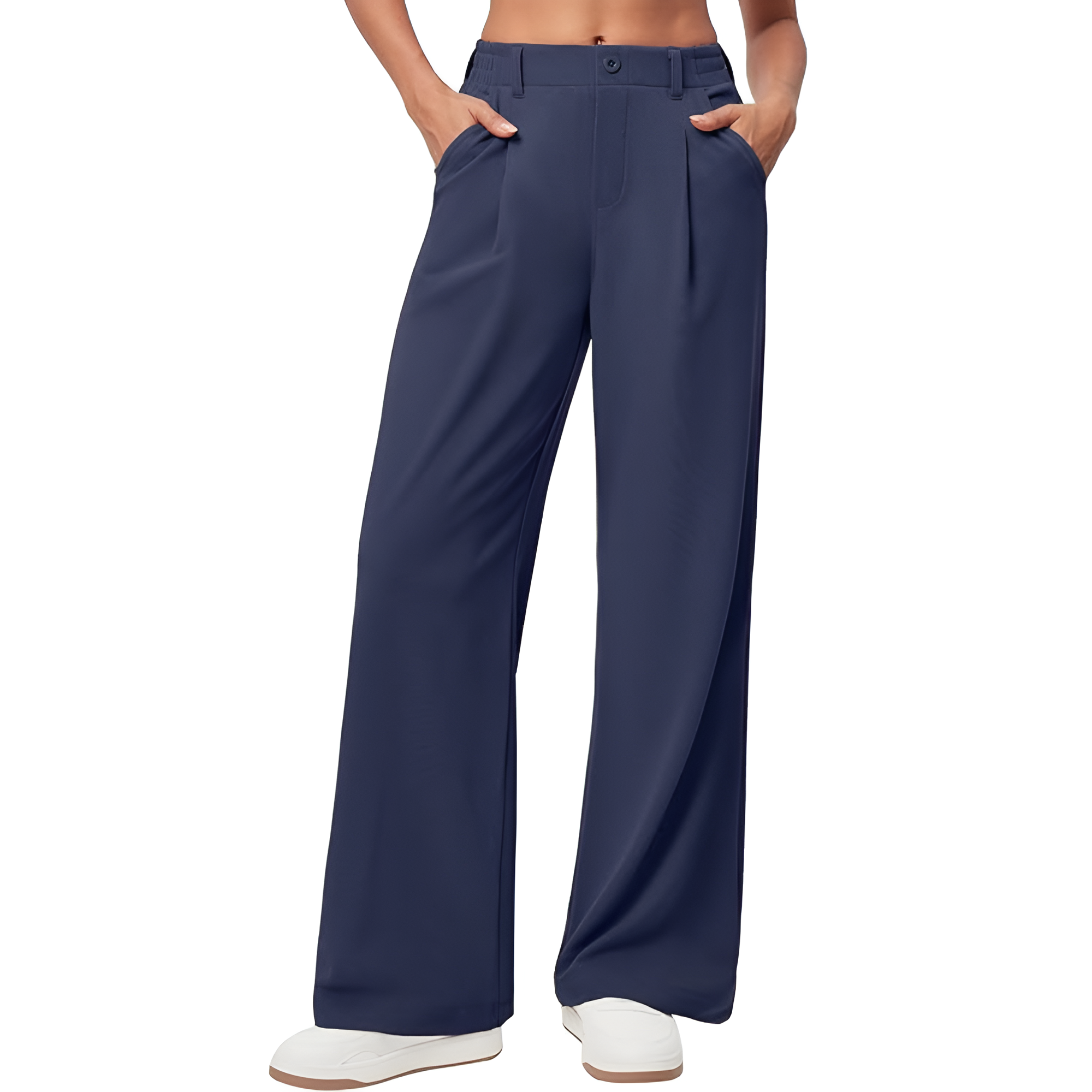 Casual And Comfortable Wide Fit Stretchy Work Pants For Women  – styled outfit view