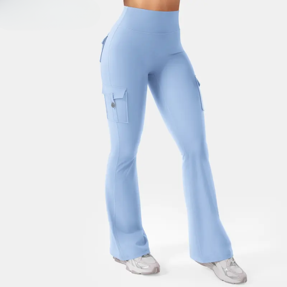 Solid Hue High Waist Cargo Trousers