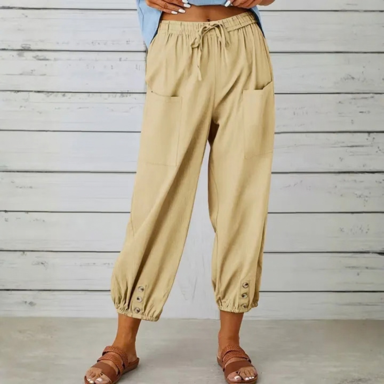 Casual Loose Drawstring Capri Pants For Women