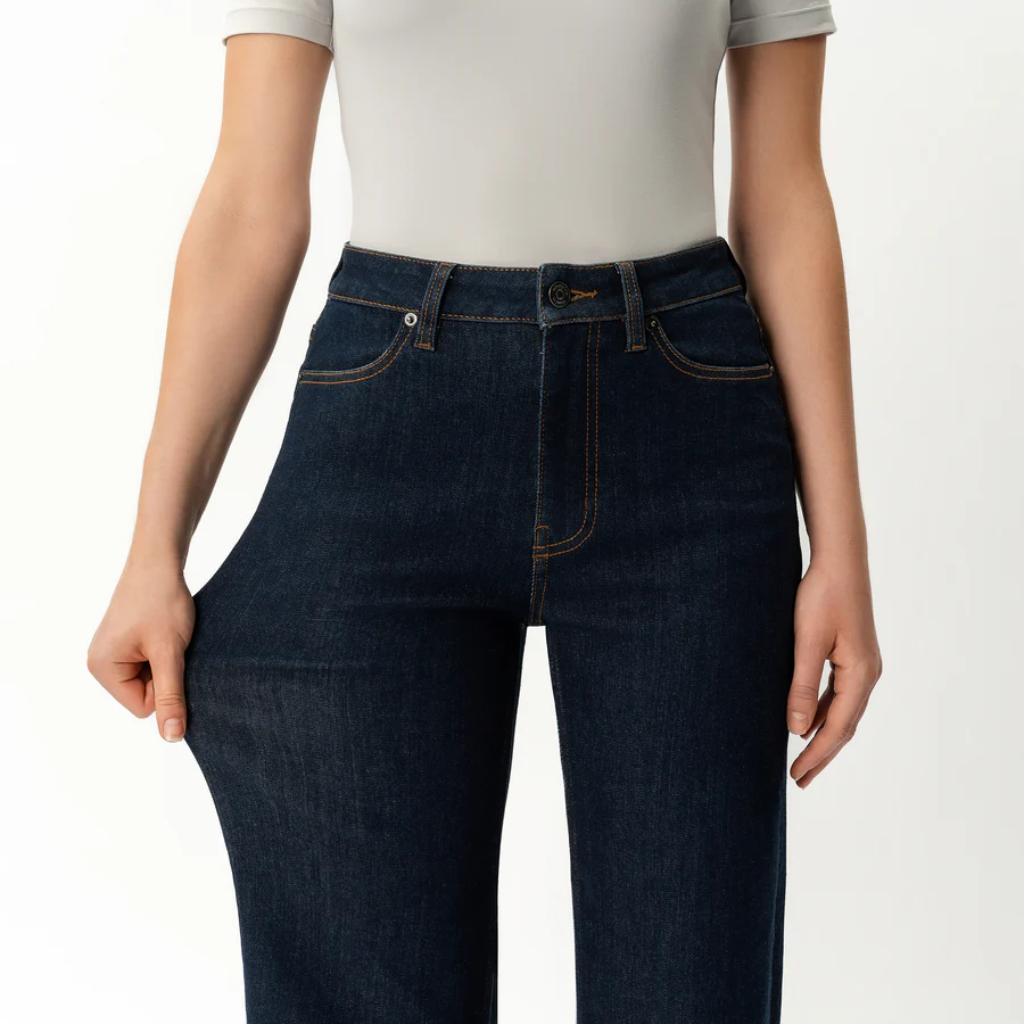 Women's High Rise Wide Denim Jeans – fabric detail close-up