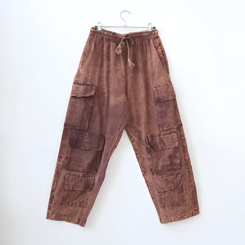 Vintage Stonewashed Multi Pocket Cargo Pants – back view detail