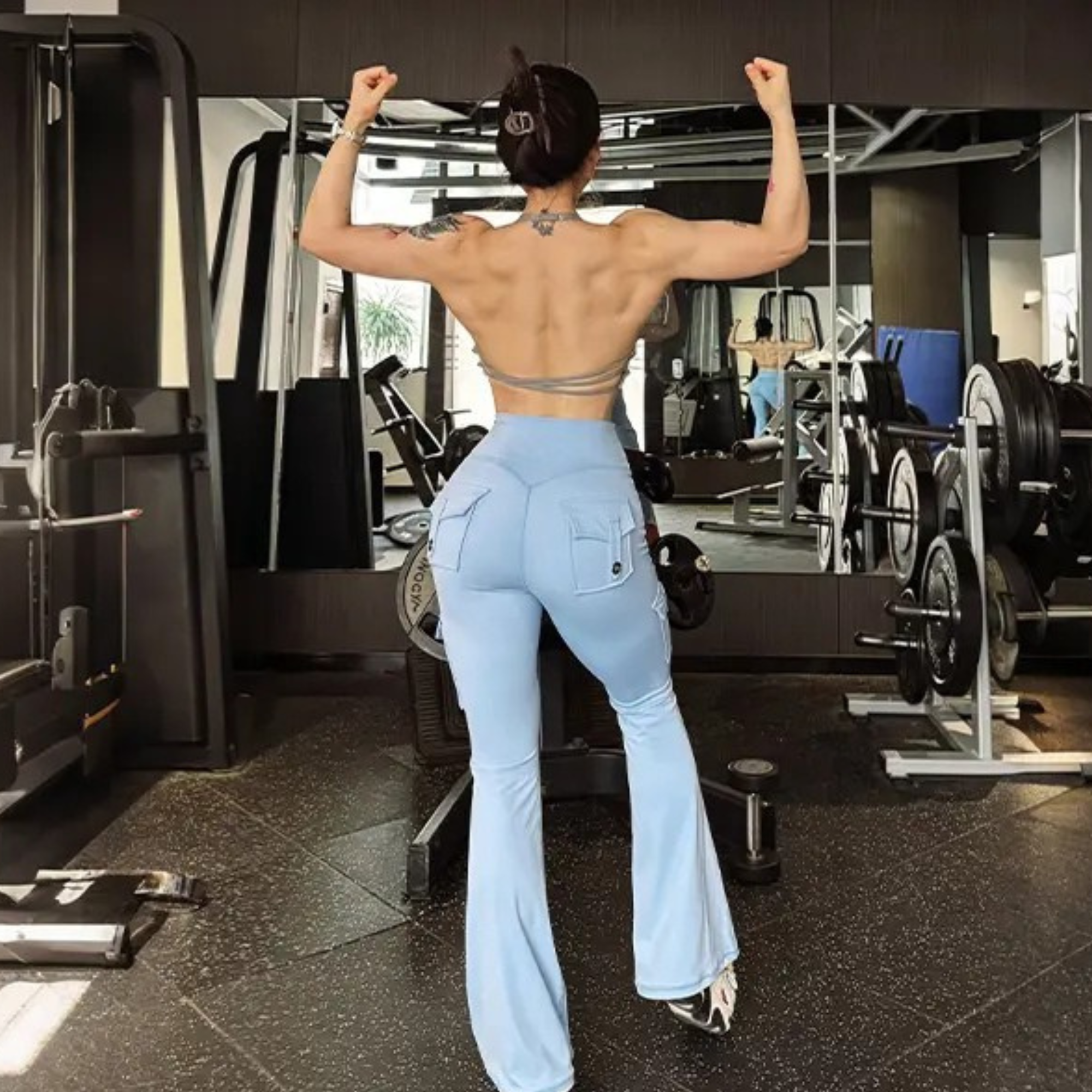 Women's Flare Cargo Workout Yoga Pants – lifestyle view 20