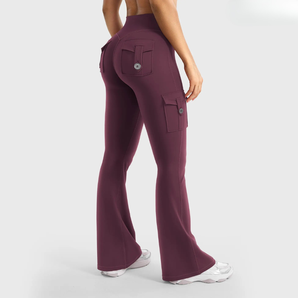 High Waisted Cargo Flare Leggings
