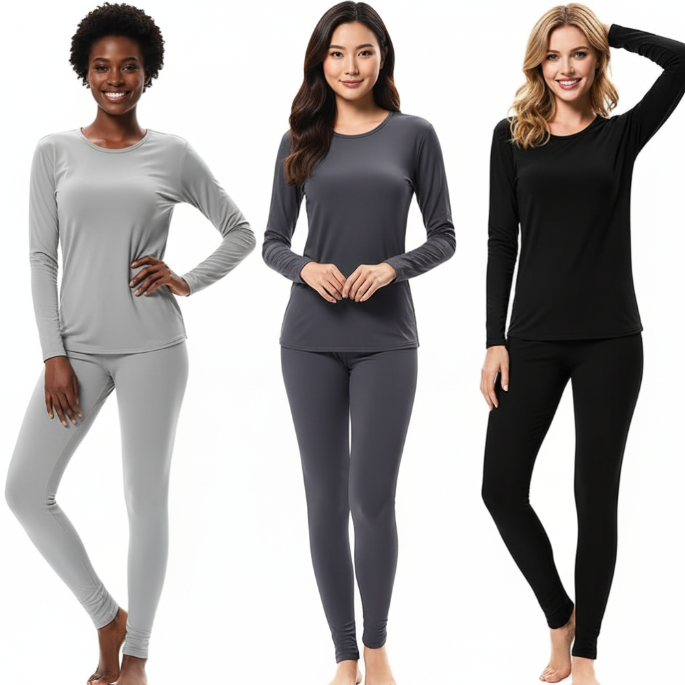 Pack Of 3 Thermal Underwear Fleece Lined Long Johns For Wome – side profile view