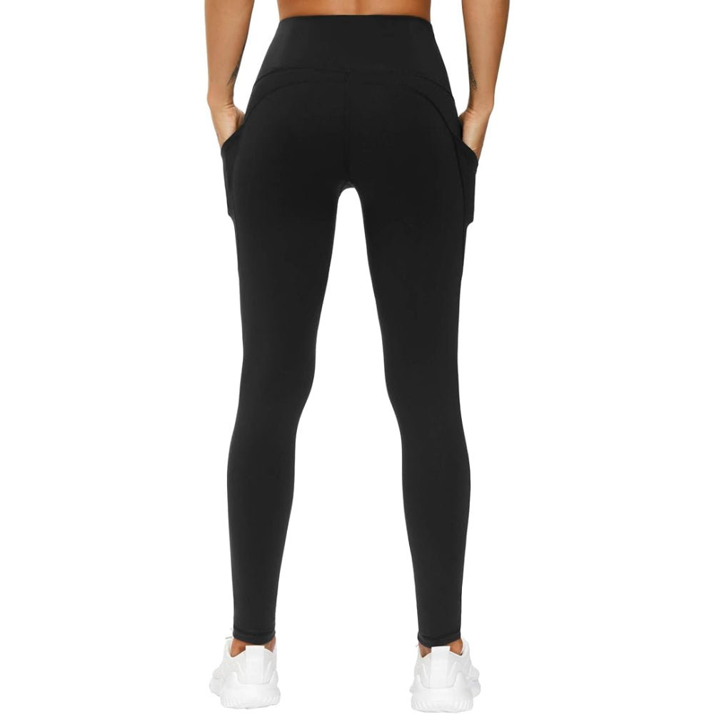 Women's Full Length Yoga Leggings With Side Pockets For Work – side profile view