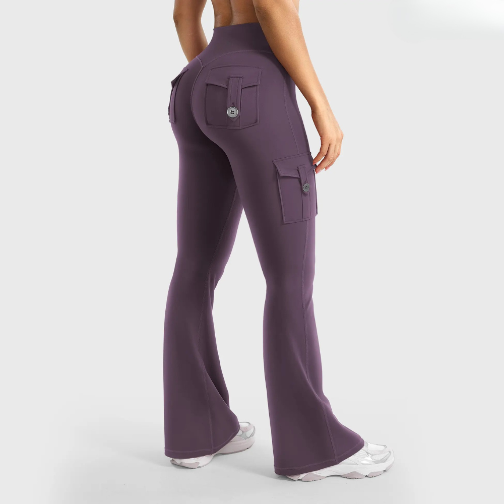 High Waisted Cargo Flare Leggings