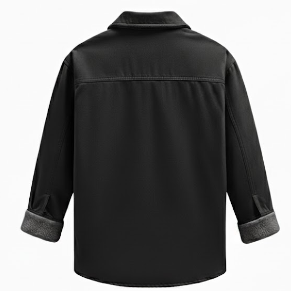 Fleece Lined Button Up Shirt Jacket with Front Pockets for Men