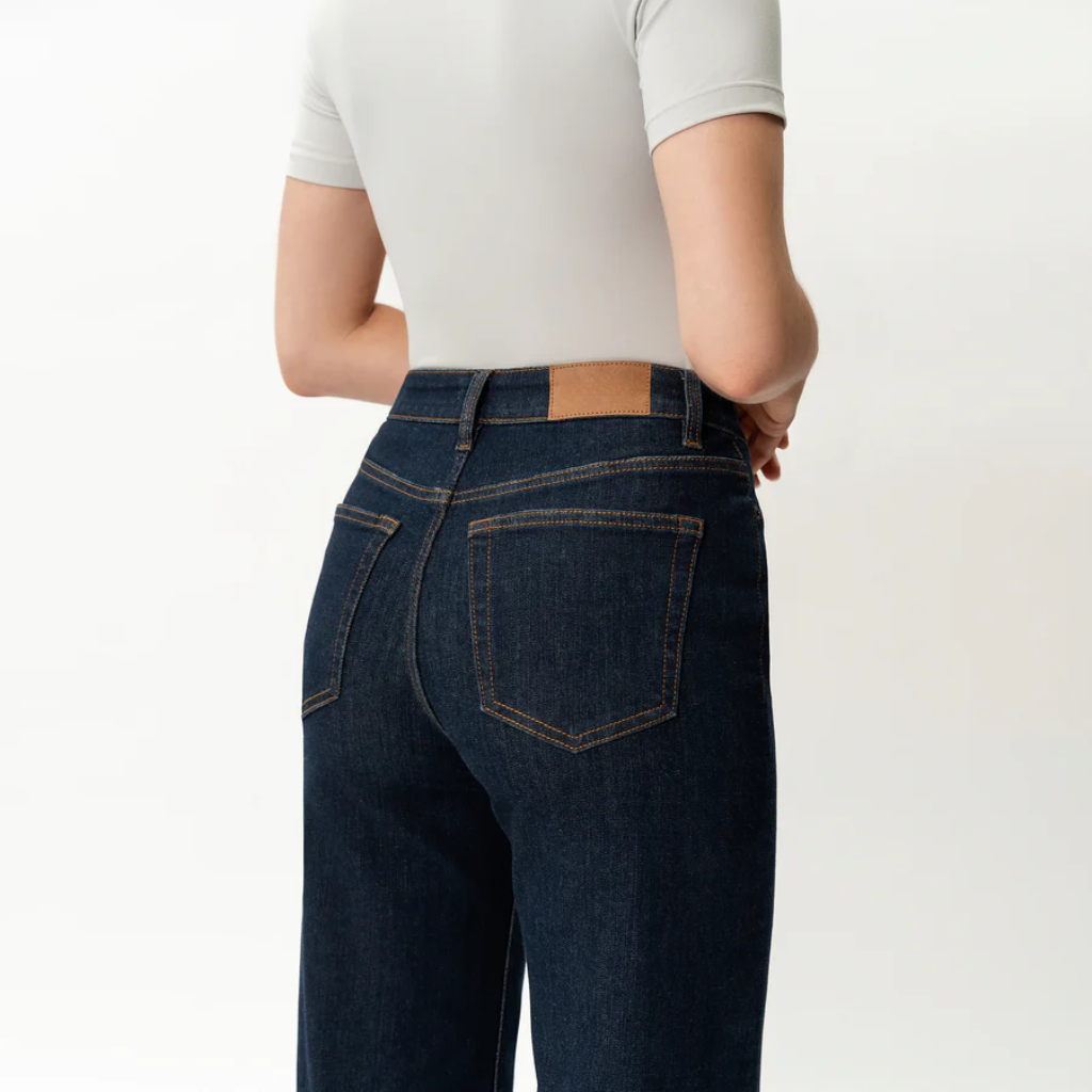 Women's High Rise Wide Denim Jeans – fit and style view