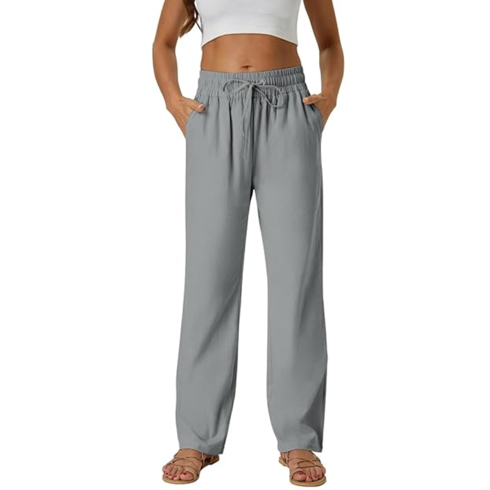 Casual High Rise Loose Fit Summer Pants With Side Pockets – full length outfit view