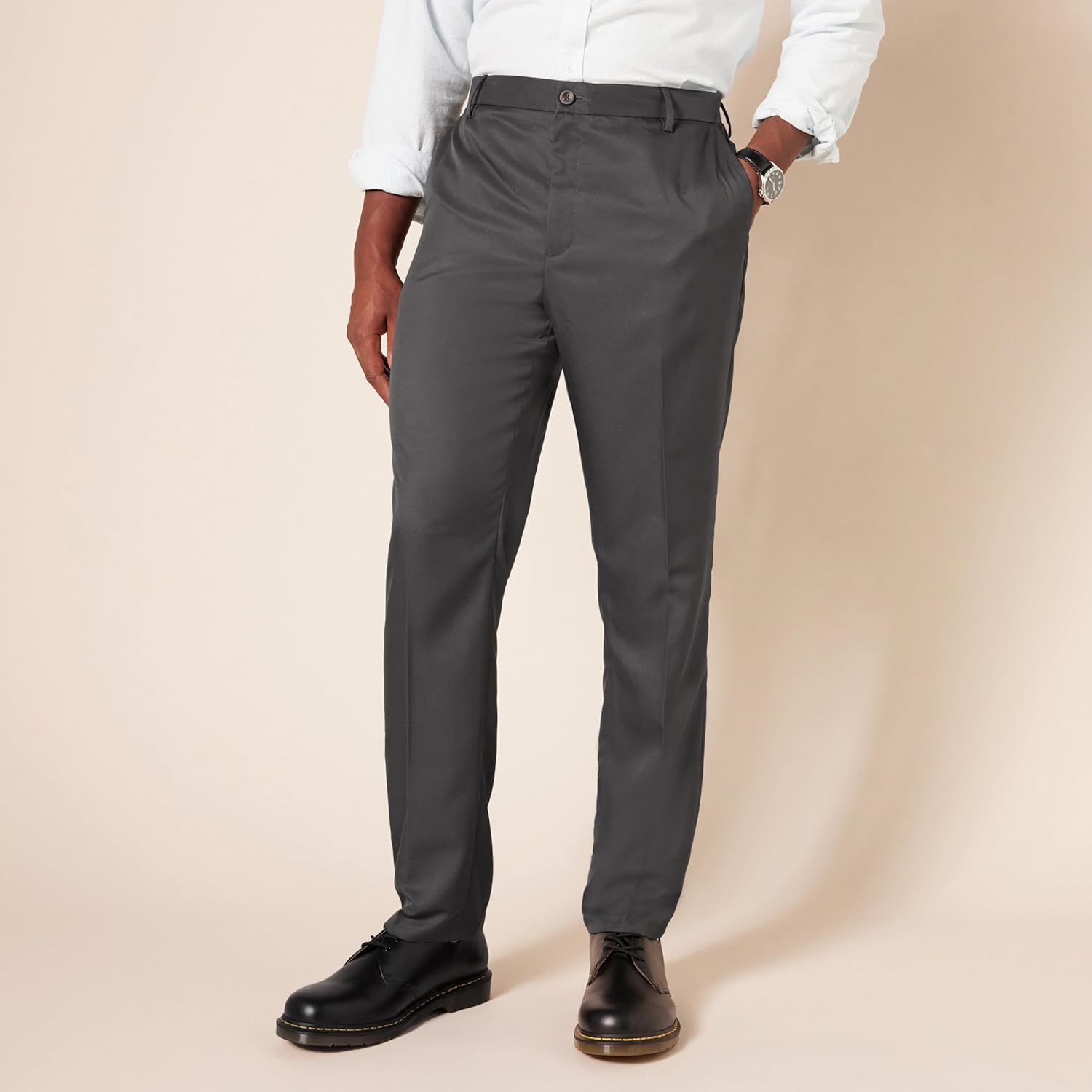 Slim Fit Flat Front Dress Pants For Men – lifestyle view 23