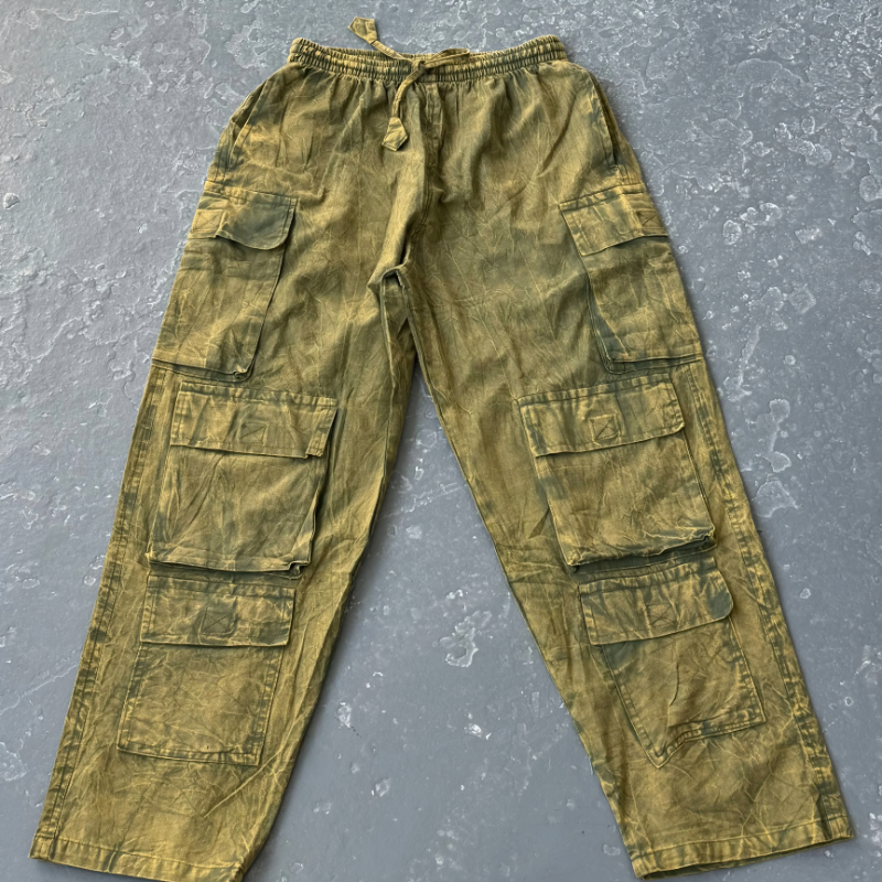 Vintage Stonewashed Multi Pocket Cargo Pants – styled outfit view