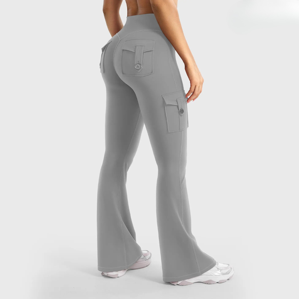 High Waisted Cargo Flare Leggings