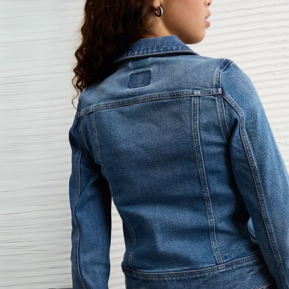 Women's Cinched Denim Jacket – full length outfit view