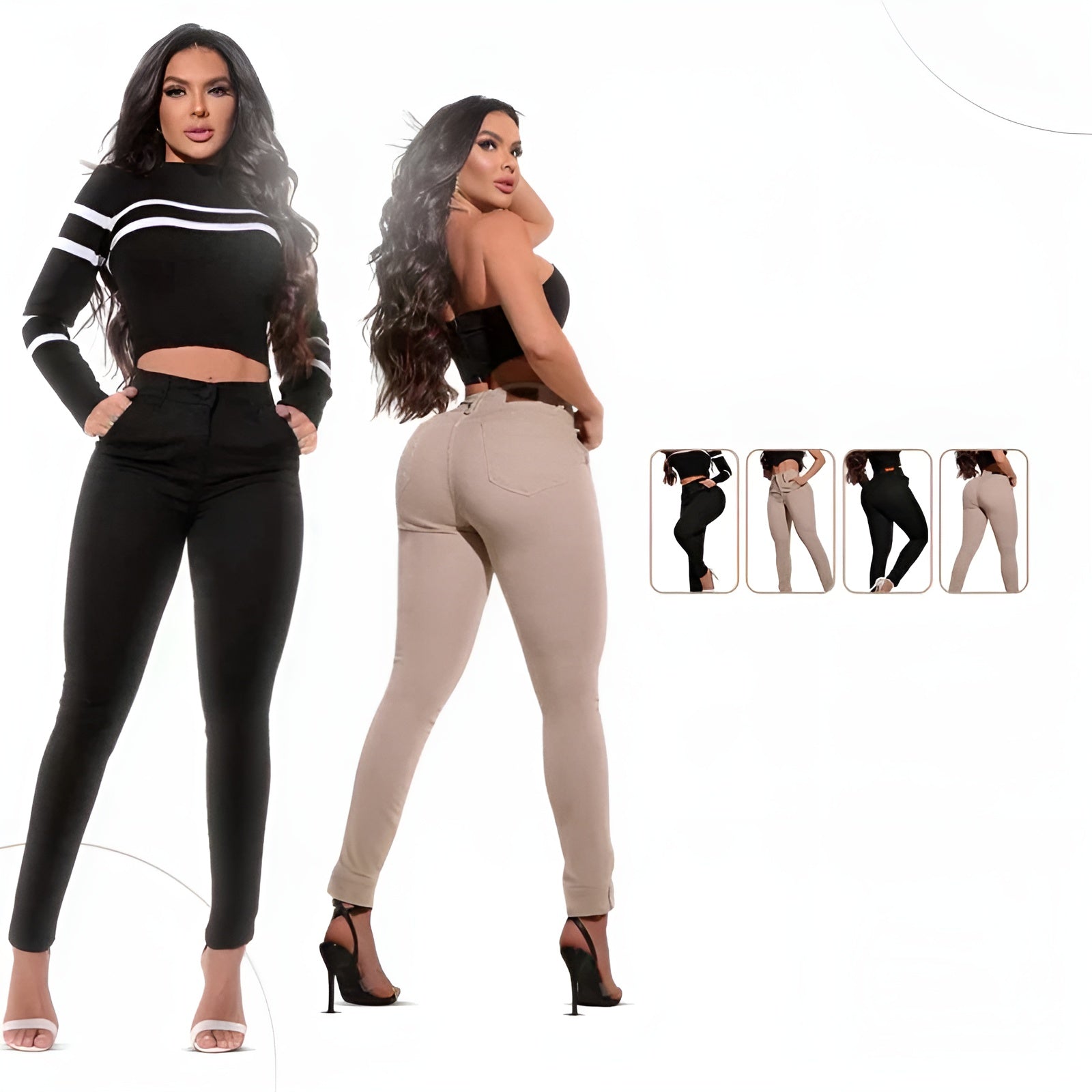 Women's Dual Pack Contoured Fit Jeans With Silhouette – full length outfit view