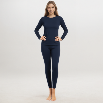 Women Fleece Lined Thermal Underwear Set Stretch Long Johns