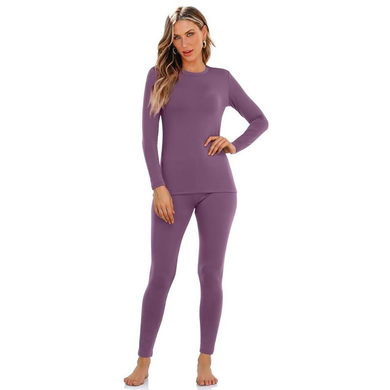 Women's Women Fleece Lined Thermal Underwear Set for Cold We – model wearing view