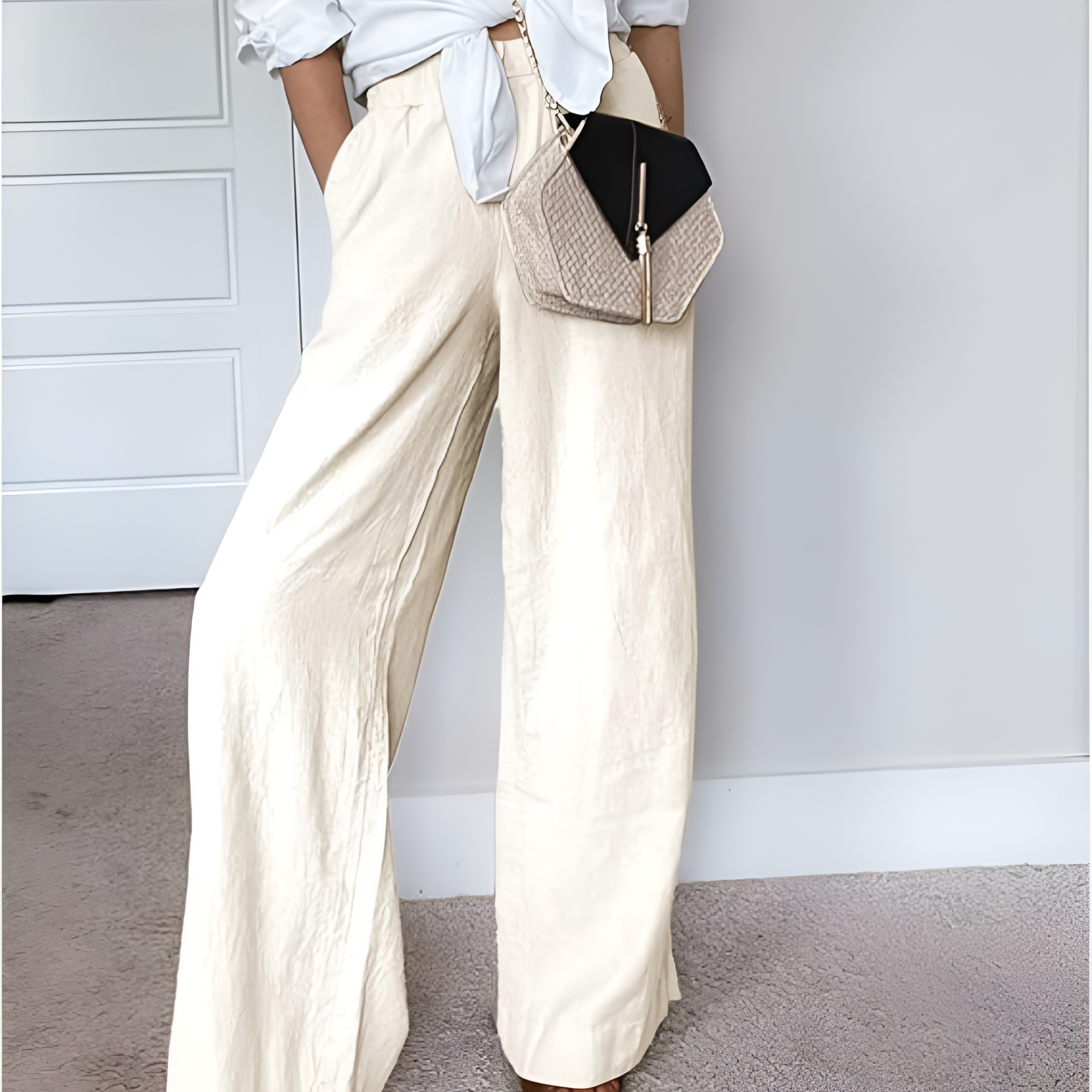 Casual Wide Fit Pants With Pockets For Women – full length outfit view