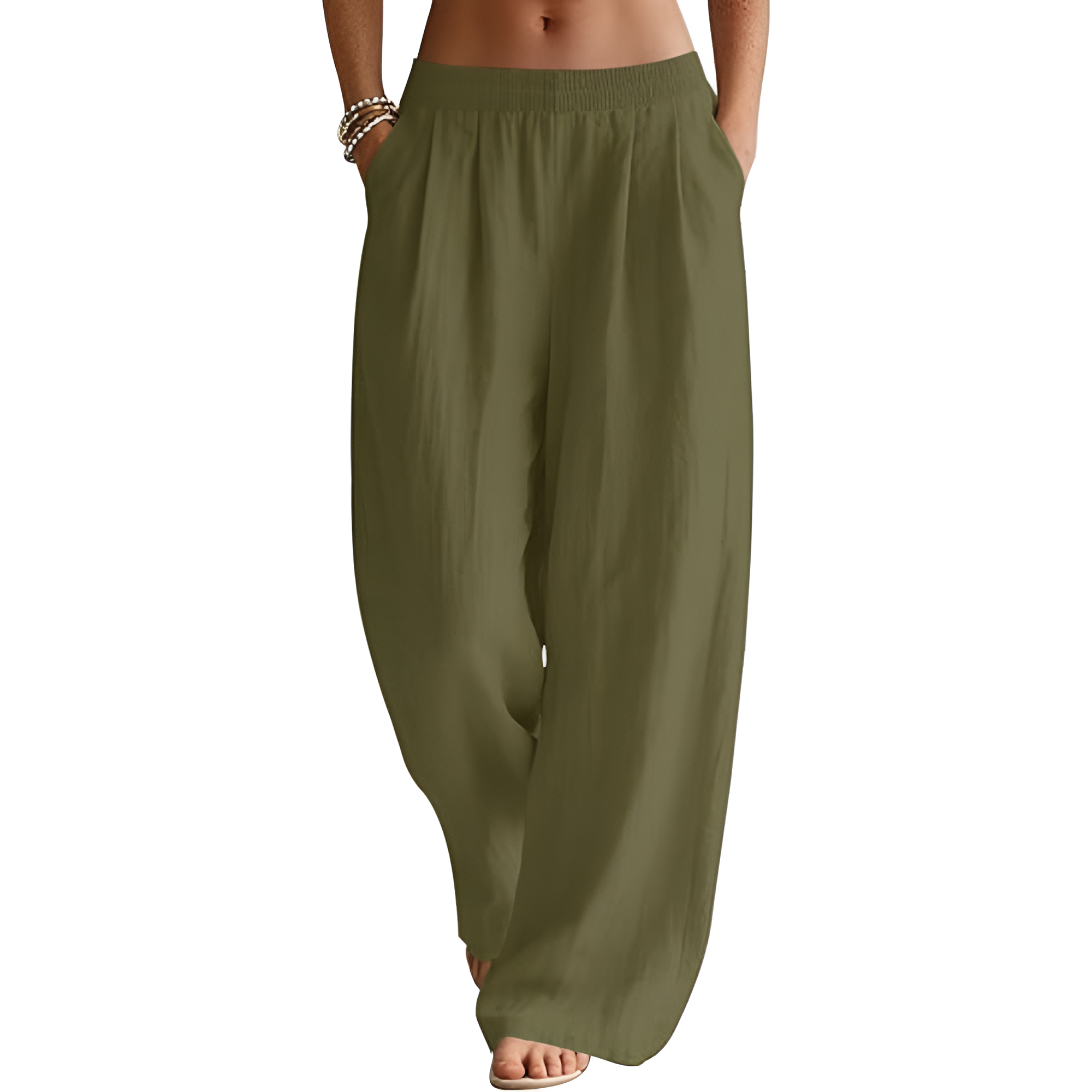 Wide Fit Summer Flowy Palazzo Pants For Women  – fit and style view
