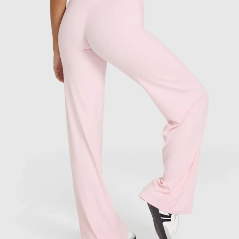 Women's High Rise Straight Cut Pants With Soft Finish And Fl – waistband detail