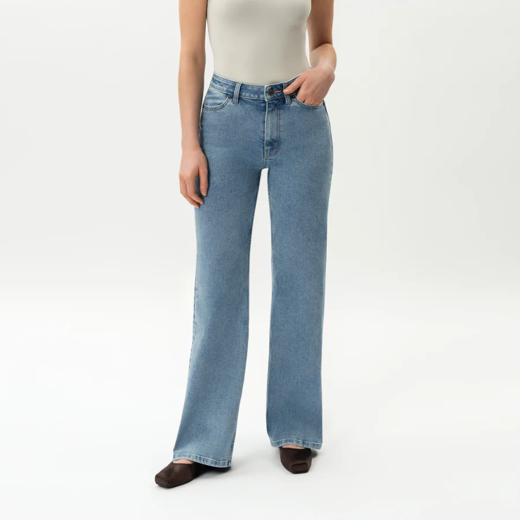 Women's High Rise Wide Denim Jeans – pocket detail close-up