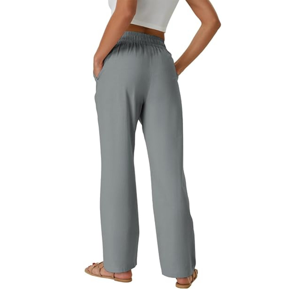 Casual High Rise Loose Fit Summer Pants With Side Pockets – styled outfit view