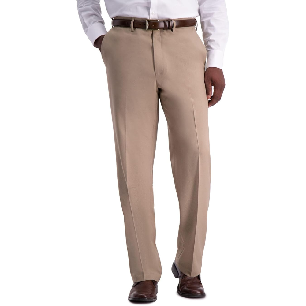 Straight Fit Dress Pants With Flat Front Style For Men – styled outfit view
