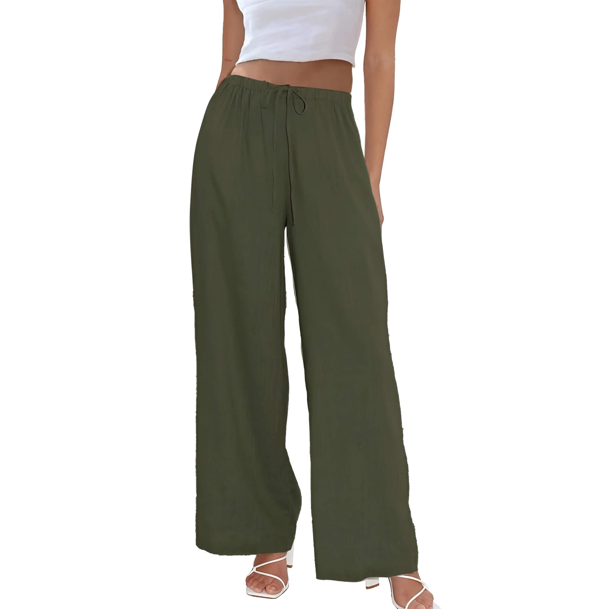 Casual Wide Fit Pants With Pockets For Women – styled outfit view