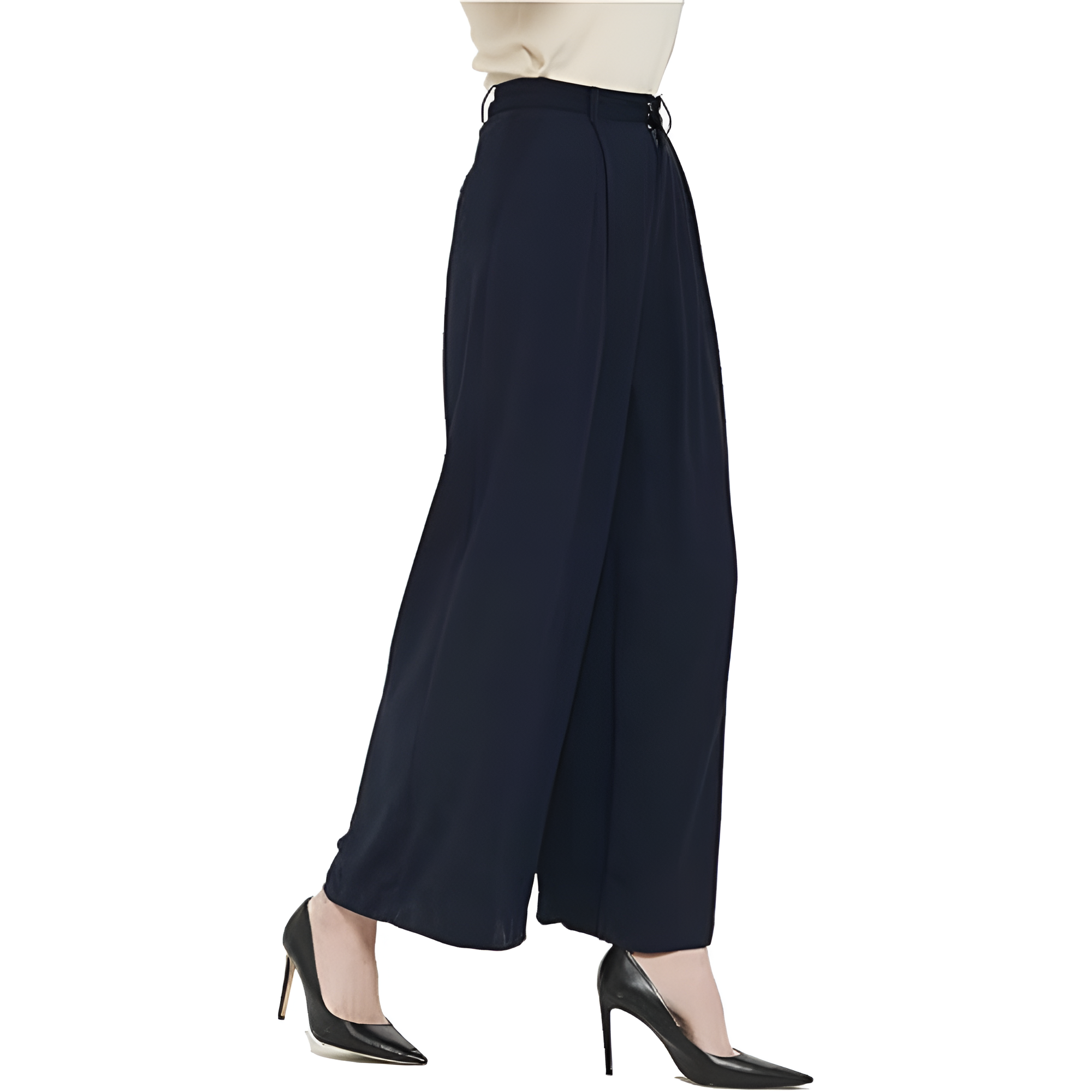 High Rise Wide Fit Casual Long Palazzo Pants For Women  – full length outfit view