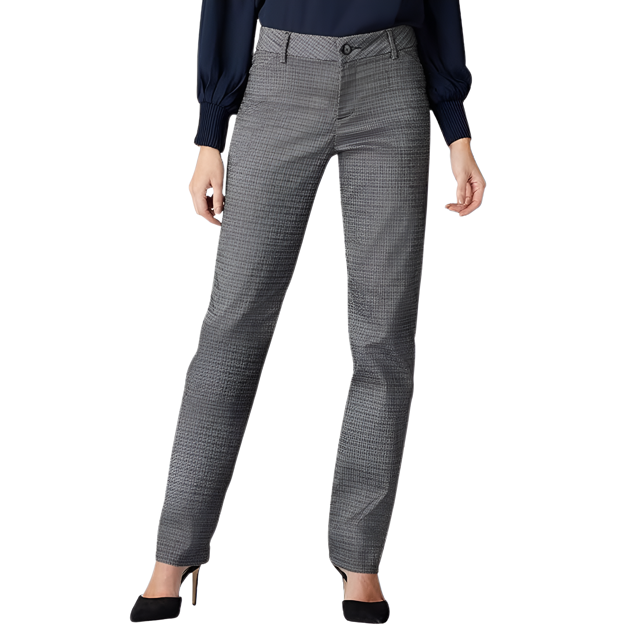 Comfortable Mid Rise Work Trousers For Women  – model wearing view