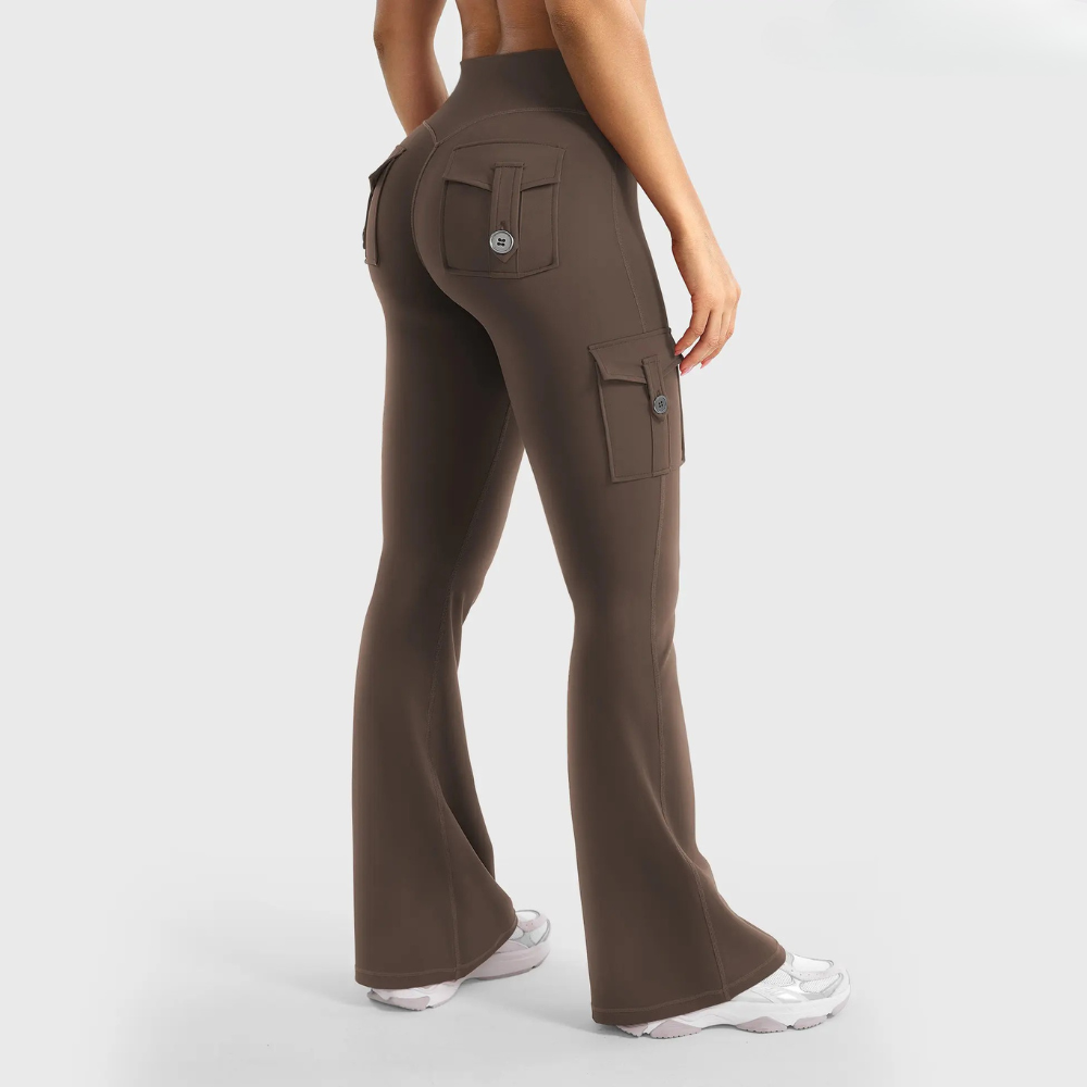 High Waisted Cargo Flare Leggings