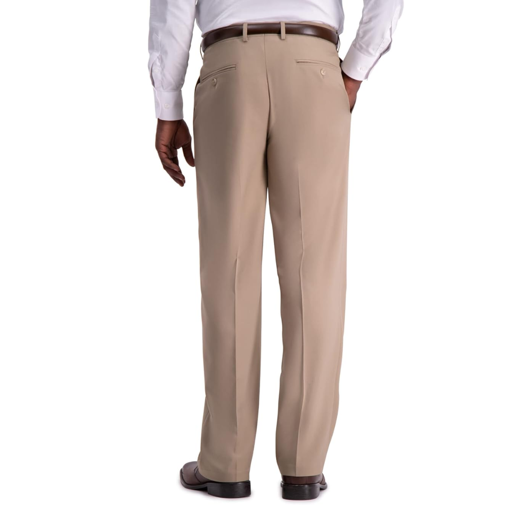 Straight Fit Dress Pants With Flat Front Style For Men – model wearing view