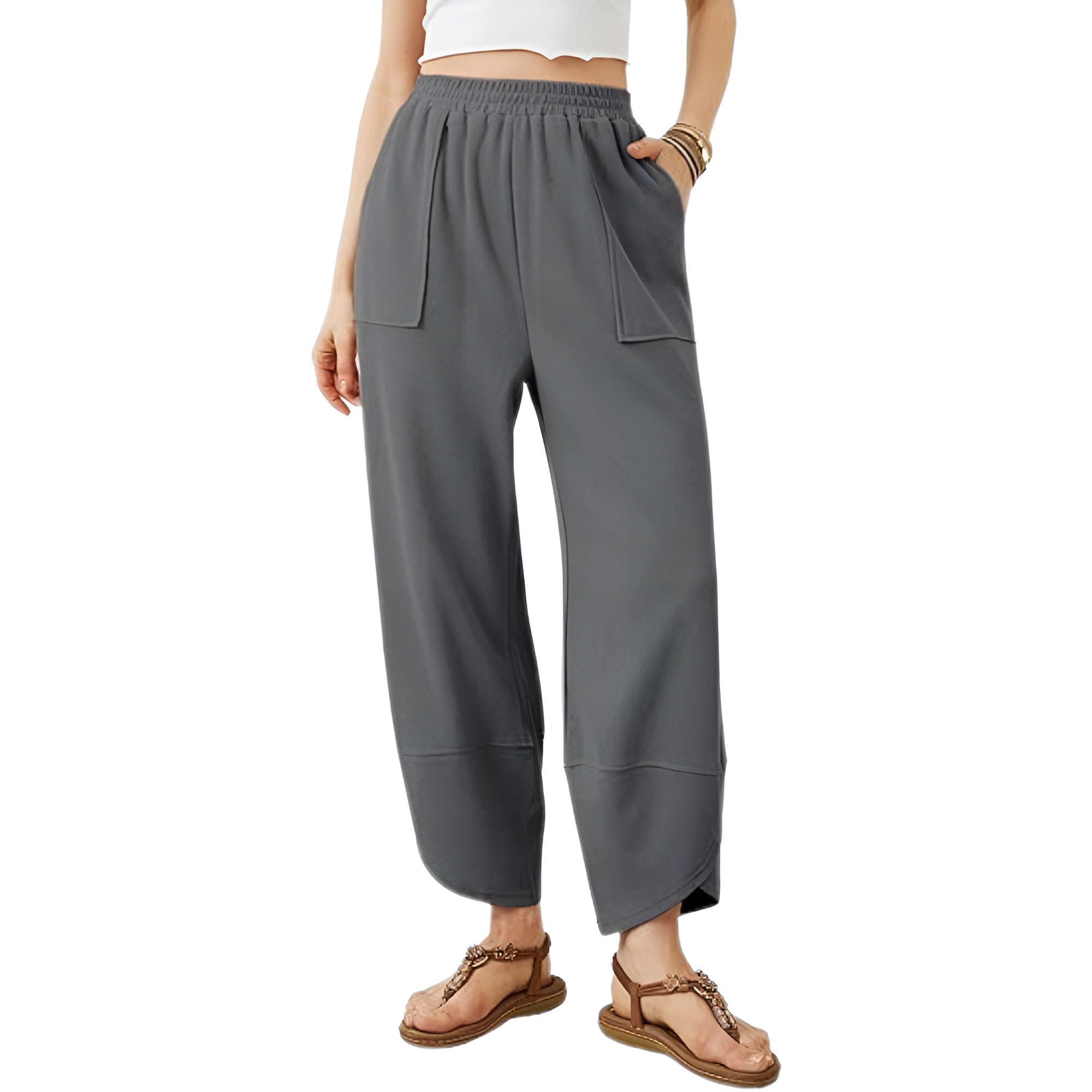 Baggy Wide Fit Casual Palazzo Harem Pants With Pockets For Women – fabric detail close-up