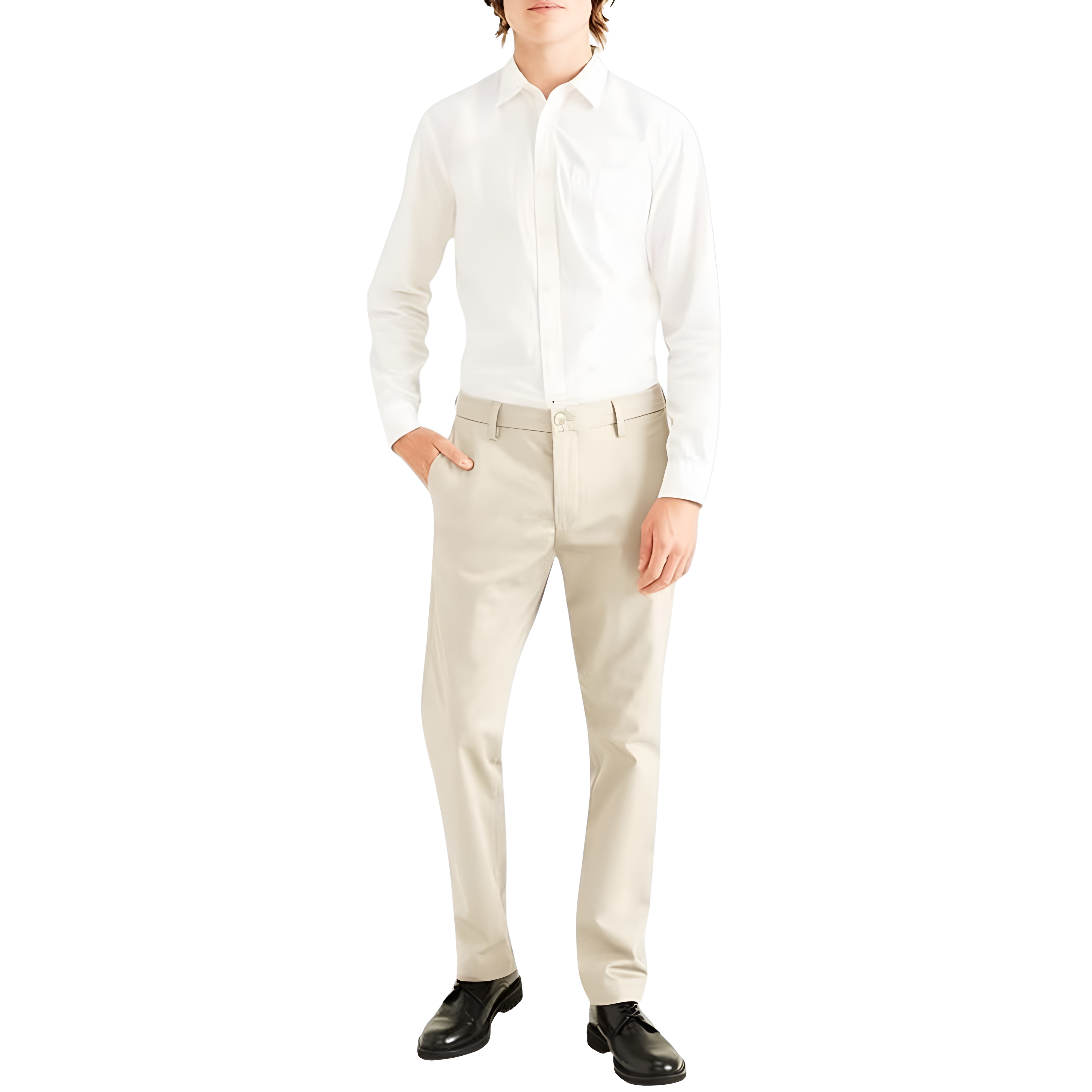 Slim Fit Casual Pants With Flex Comfort And Zipper Closure For Men – side profile view