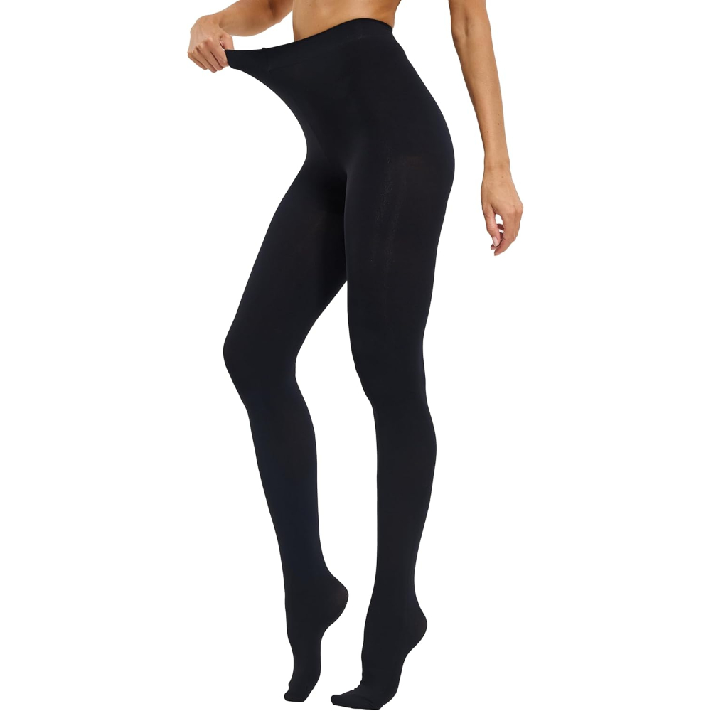 Women's Opaque High Rise Solid Tone Tights – styled outfit view