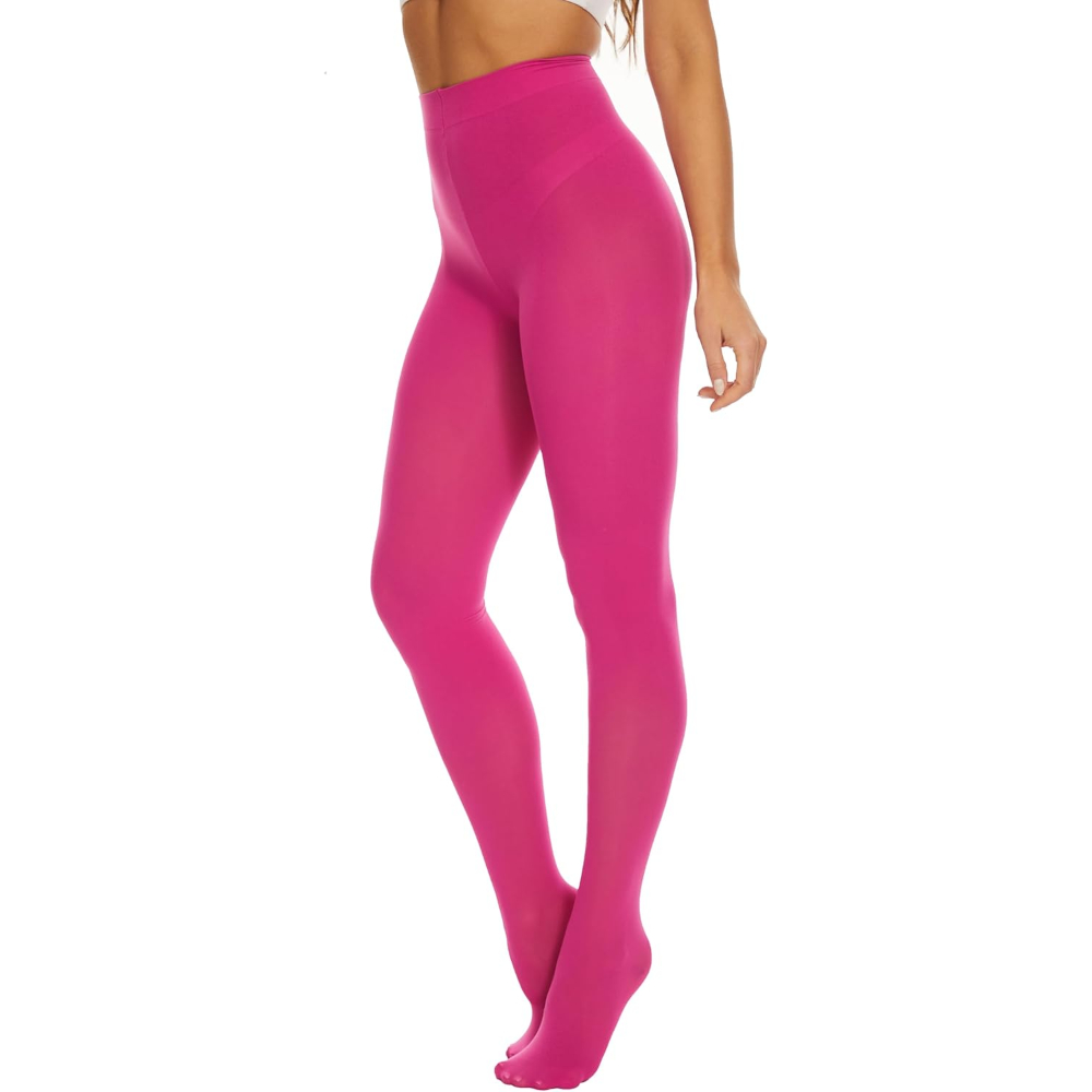 Women's Opaque High Rise Solid Tone Tights – model wearing view