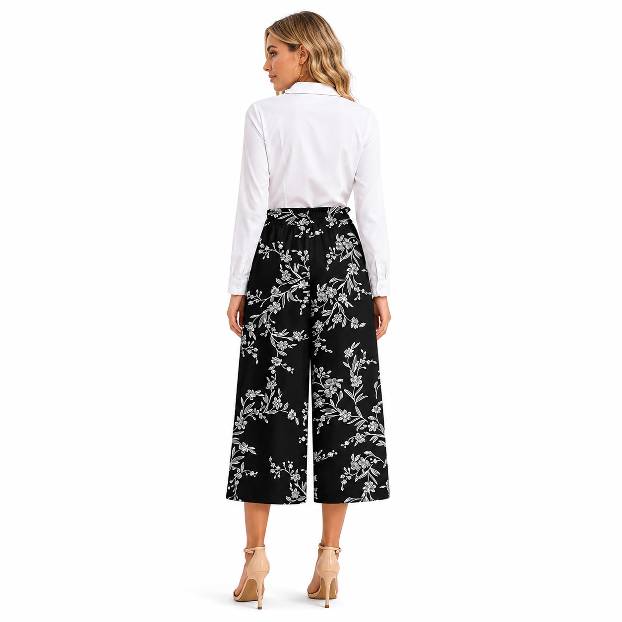 Casual Wide Capri Palazzo Pants With Pockets For Women
