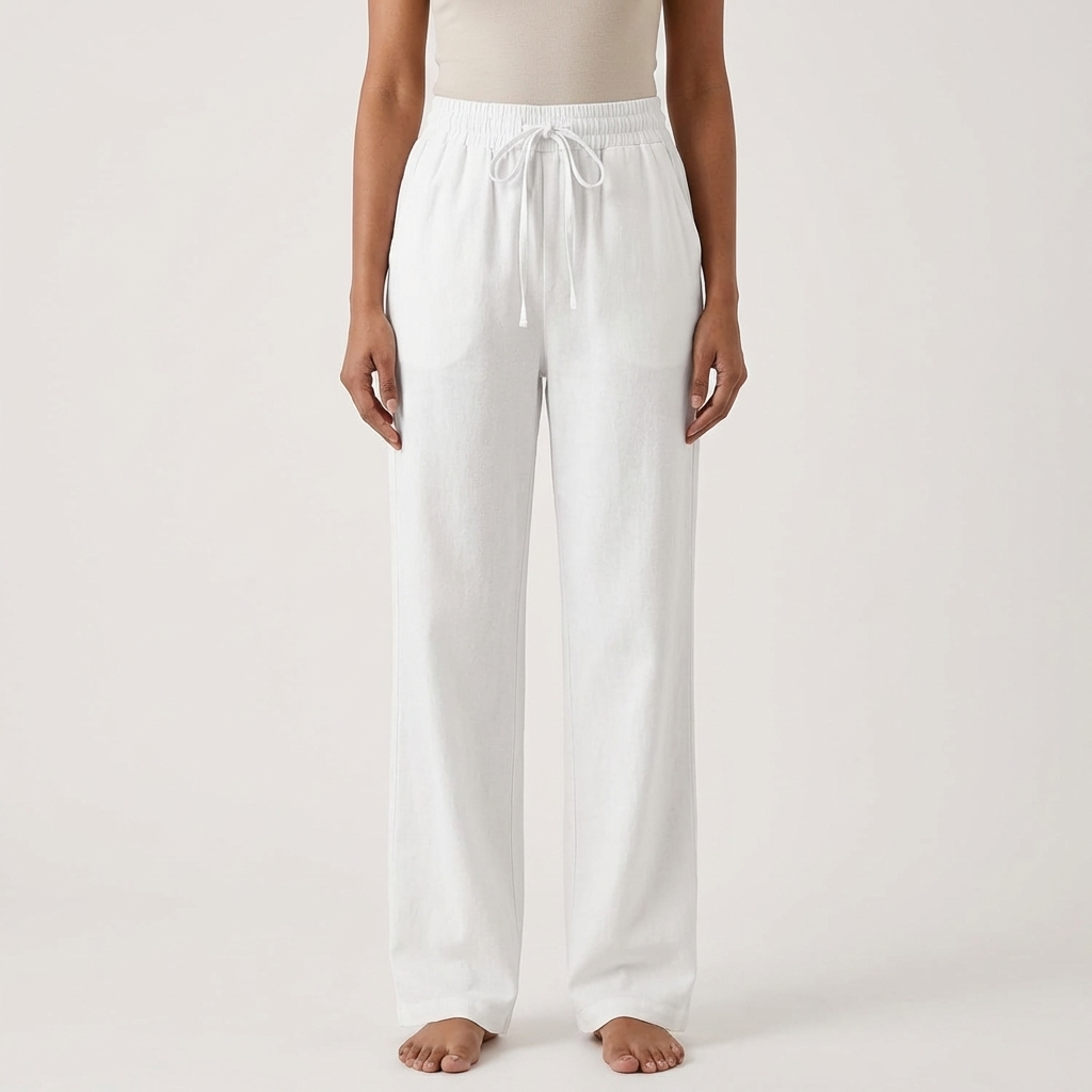 Casual High Rise Loose Fit Summer Pants With Side Pockets – women's cargo pants front view