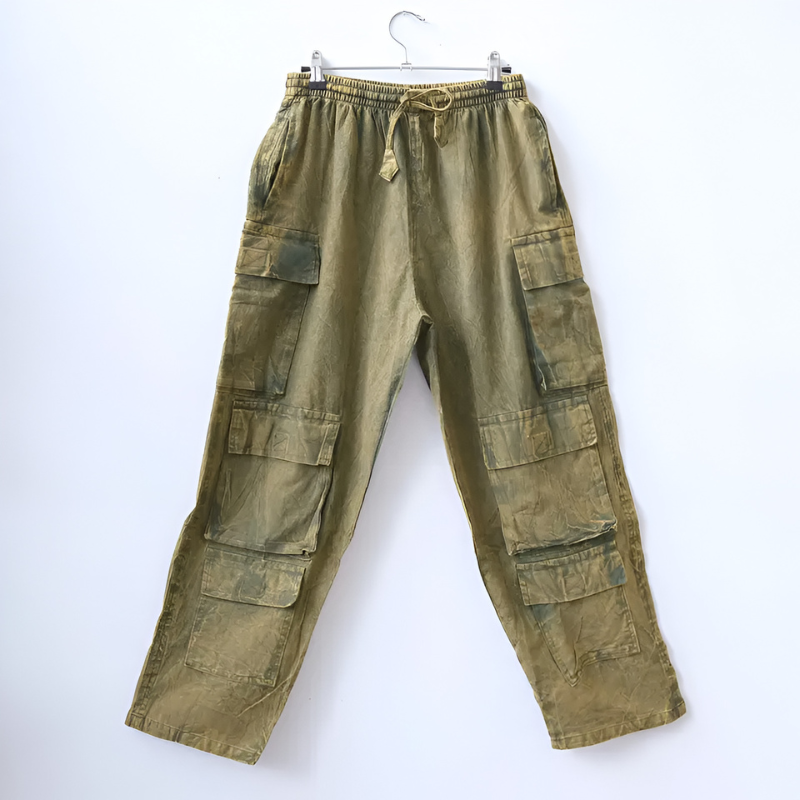 Vintage Stonewashed Multi Pocket Cargo Pants – fit and style view