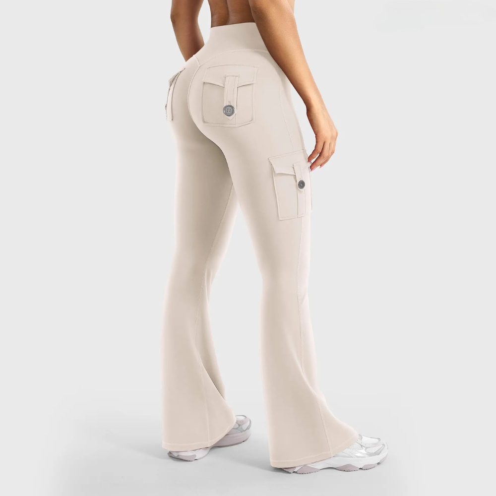 High Waisted Cargo Flare Leggings