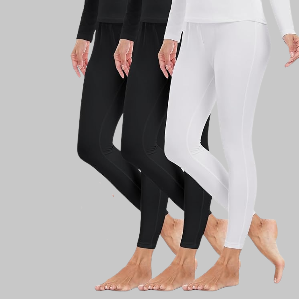 Pack Of 3 Thermal Fleece Lined Leggings For Women – model wearing view