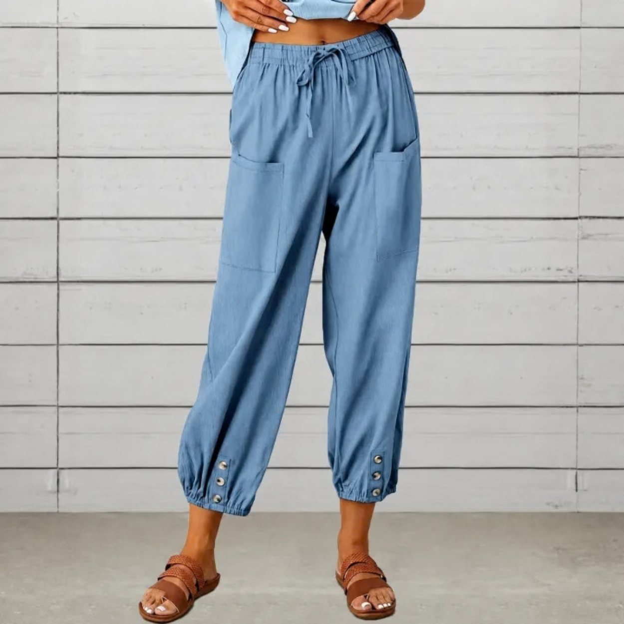 Casual Loose Drawstring Capri Pants For Women
