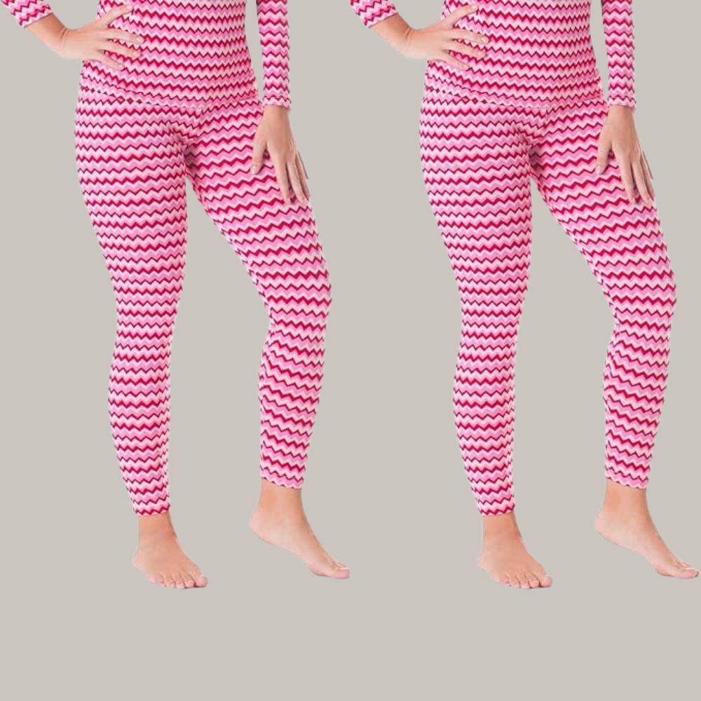 Women's Printed Thermal Ski Leggings Pack Of 2 – full length outfit view