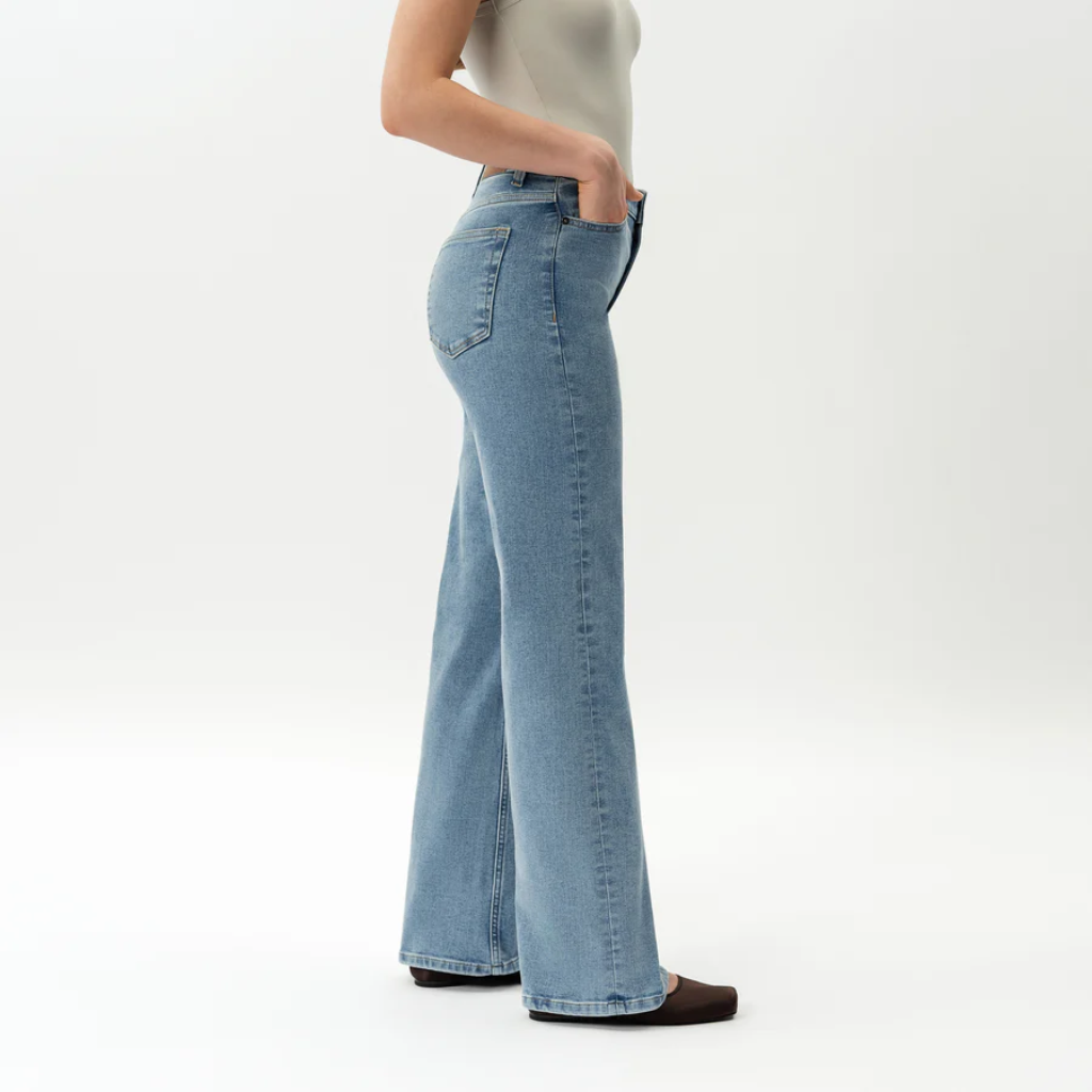 Women's High Rise Wide Denim Jeans – full length outfit view