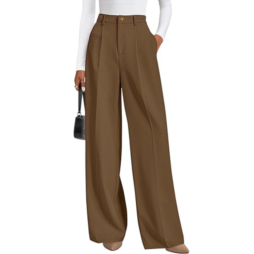Wide Fit Casual Flowy Work Palazzo Pants For Women – lifestyle view 17