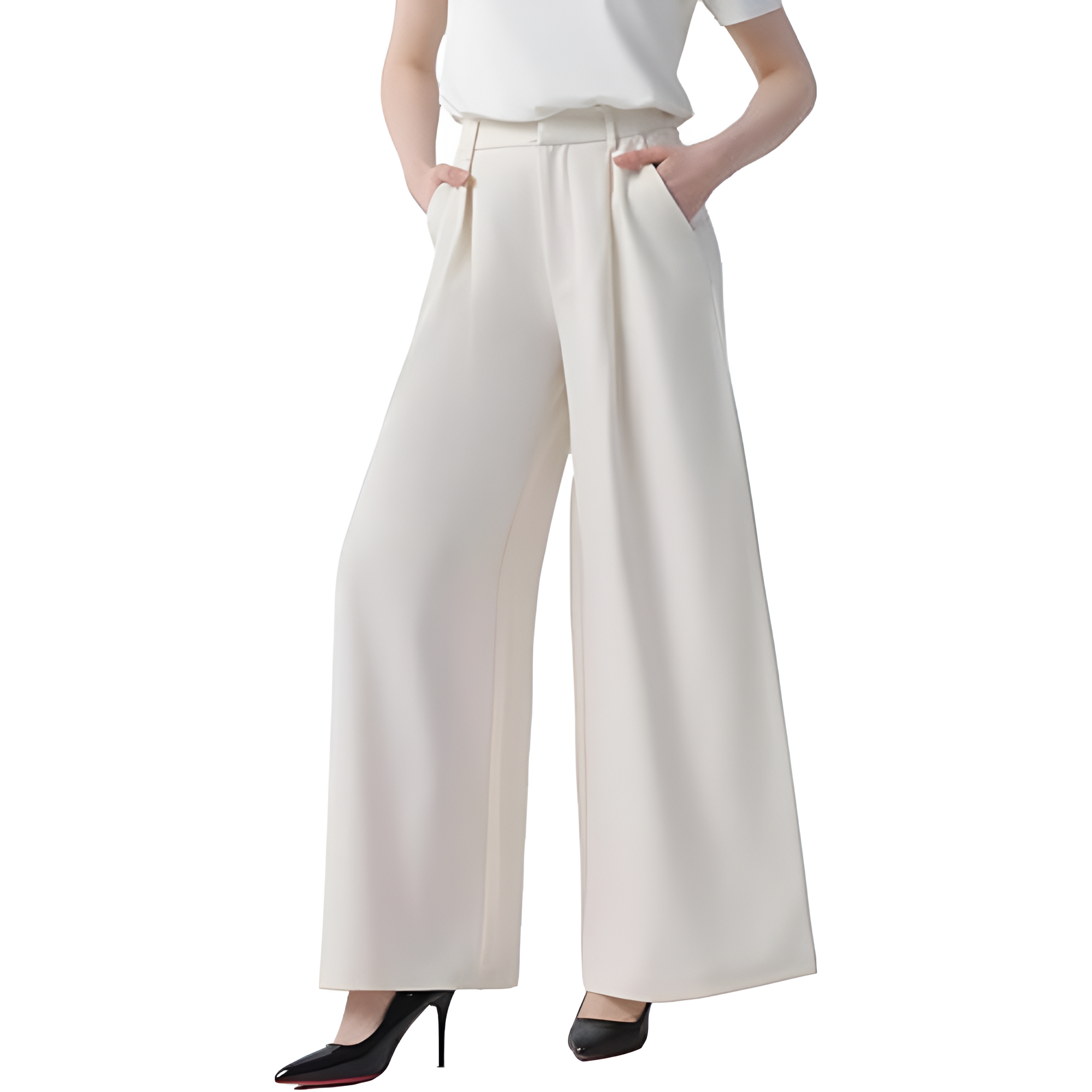 High Rise Wide Fit Casual Long Palazzo Pants For Women  – fabric detail close-up