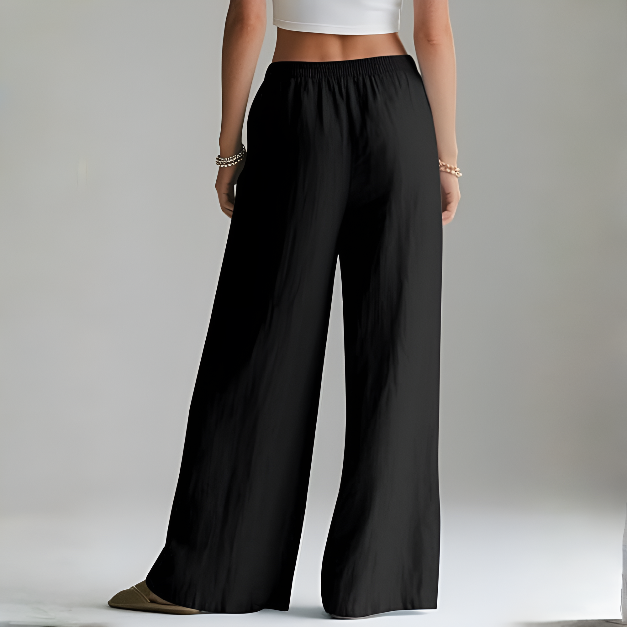 Wide Fit Summer Flowy Palazzo Pants For Women  – styled outfit view