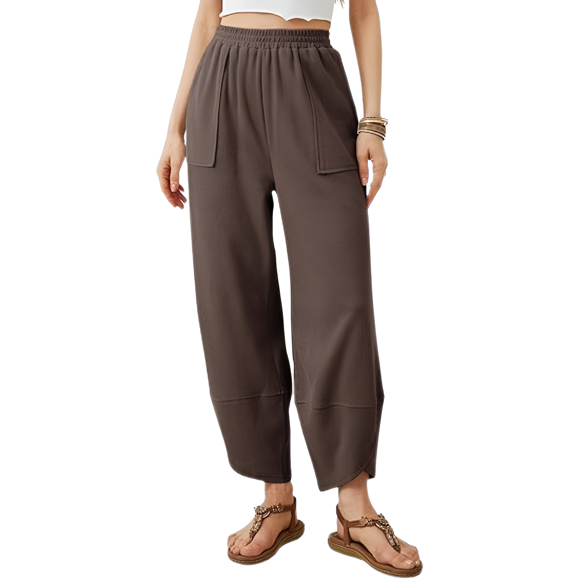 Baggy Wide Fit Casual Palazzo Harem Pants With Pockets For Women – styled outfit view
