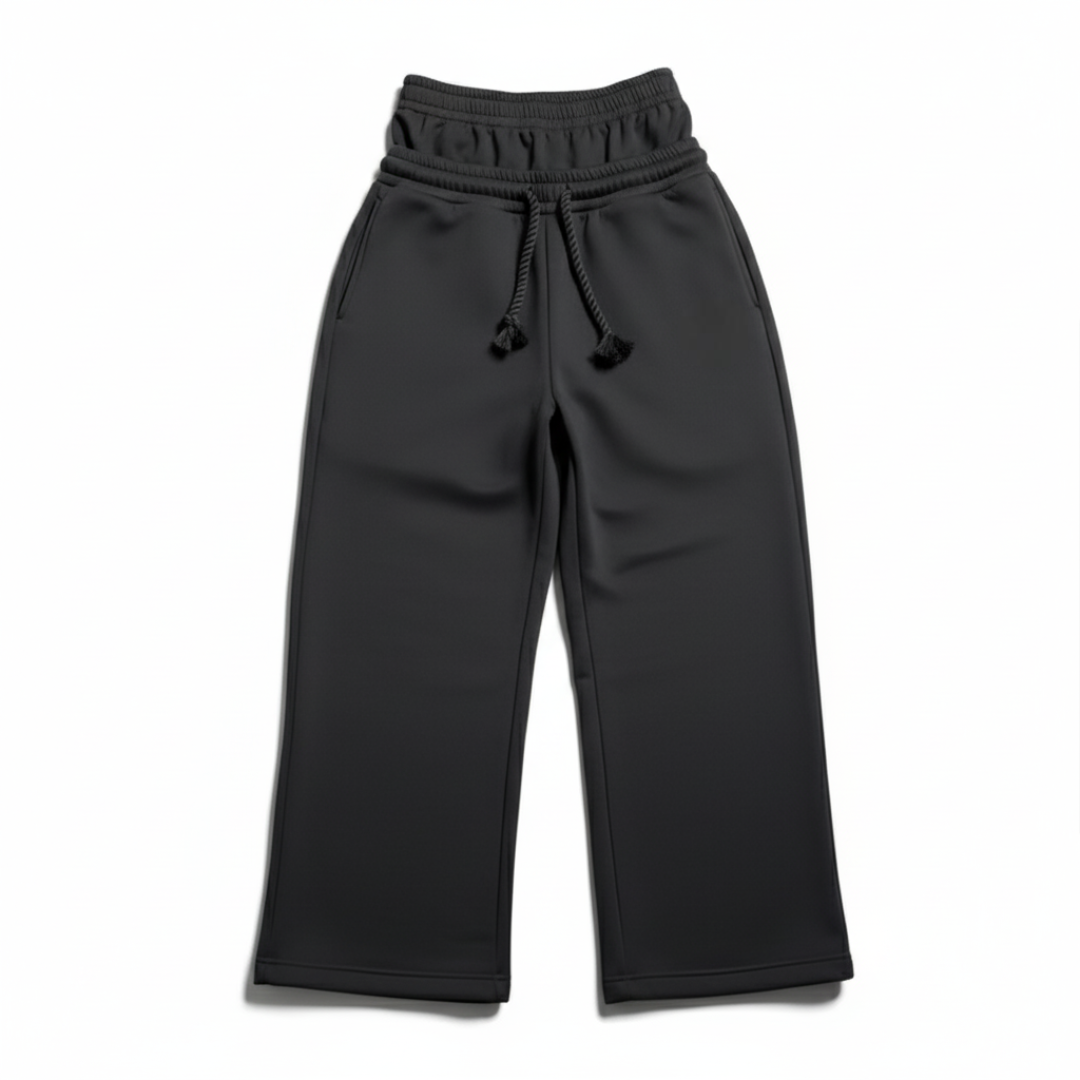 Loose Drawstring Double Layer Embroidered Casual Pants – women's cargo pants front view