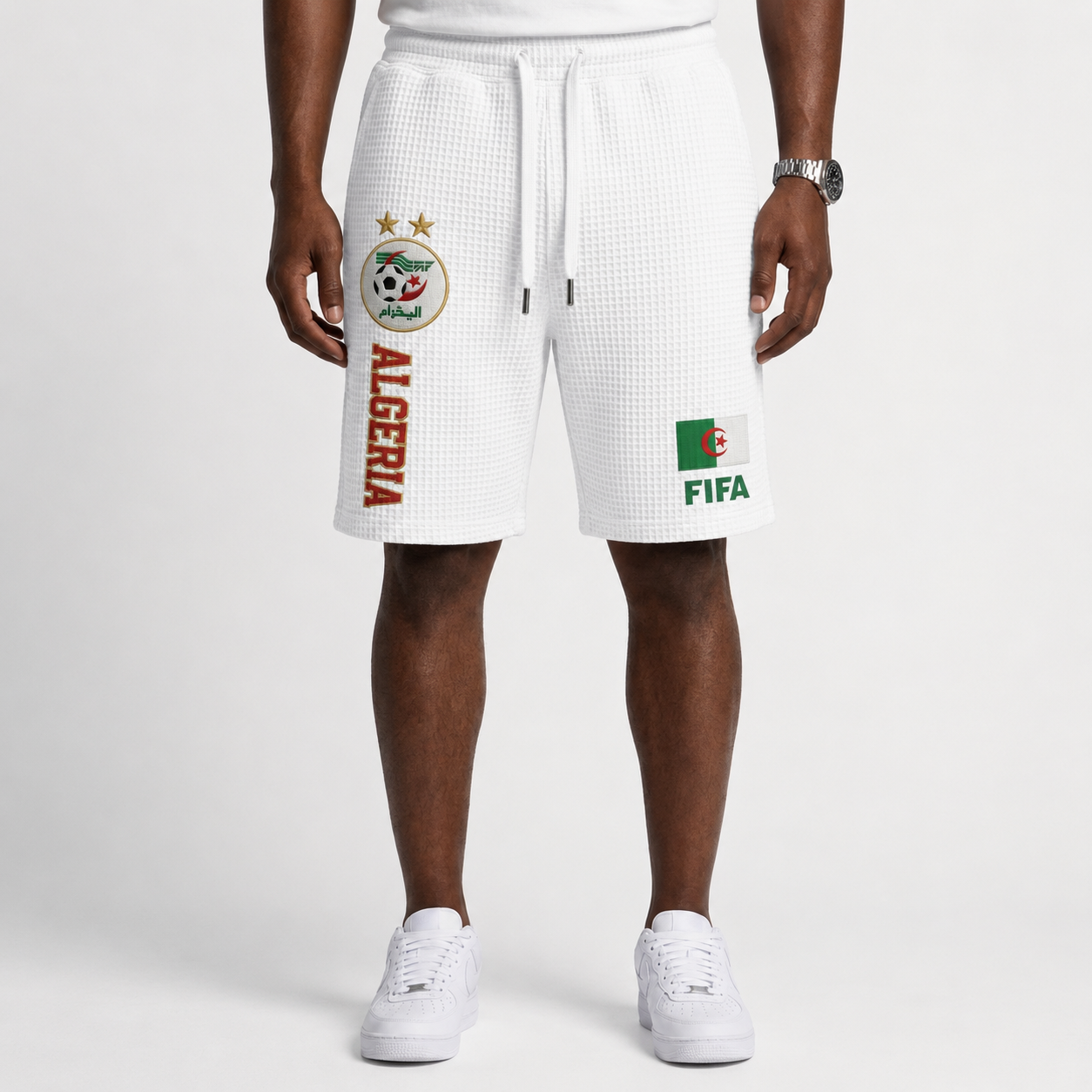 FIFA 2026 Algeria Printed Waffle Football Fan Shorts