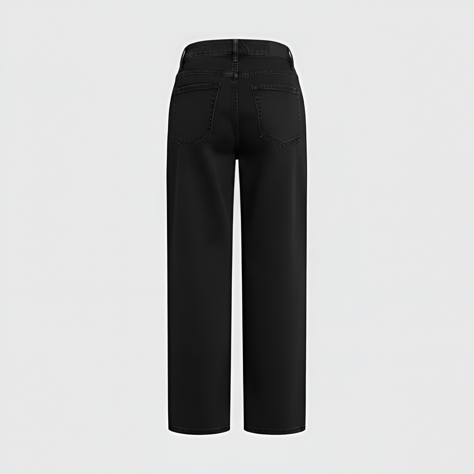Solid Seam Front Mid Rise Straight Leg Pants Mid Rise Stretch Fabric Casual Trousers - Image 5